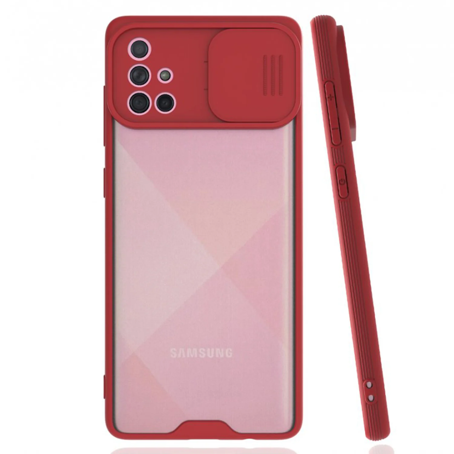 Nettech Samsung Galaxy A71 Uyumlu Platin Kamera Kızaklı Arka Koruma Kılıf (Kırmızı) NT-86685