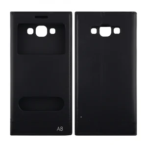 Samsung Samsung Galaxy A8 Uyumlu Pencereli Kapaklı Kılıf (Siyah) VR-5389