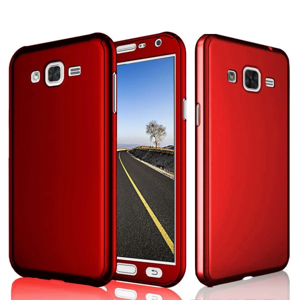 Galaxy J7 Core Kılıf Zore 360 3 Parçalı Rubber Kapak - Kırmızı - 1