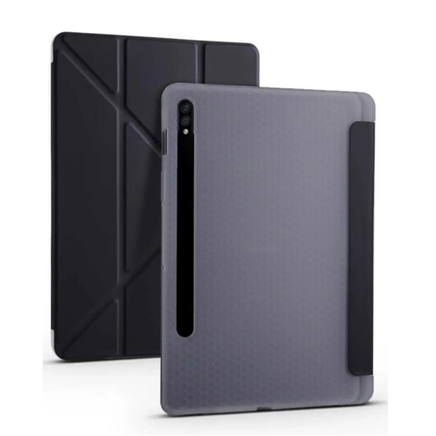 Nettech Samsung Galaxy Tab S7 FE LTE SM-T733 64 GB 12.4 Uyumlu Flip Prizma Seri Kapaklı Kılıf (Siyah) NT-105339