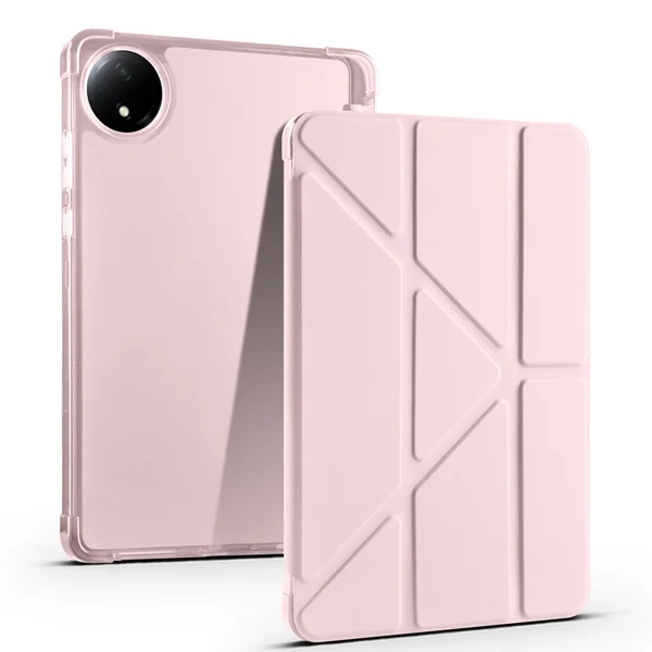 Xiaomi Redmi Pad SE 8.7 Kılıf Zore Tri Folding Kalem Bölmeli Standlı Kılıf - Rose Gold - 1