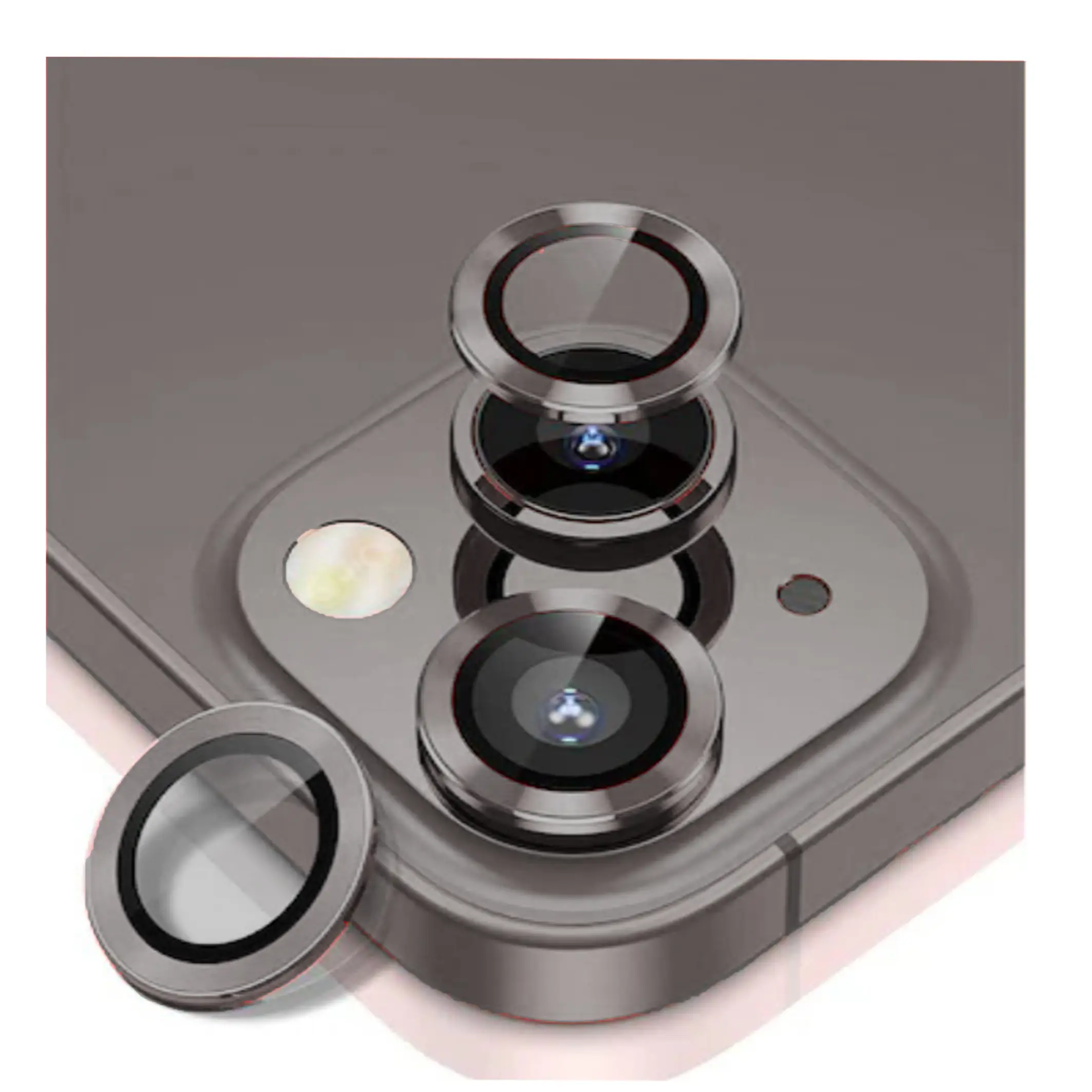 Nettech Apple iPhone 15 Uyumlu Alüminyum Seri Kamera Cam Koruyucu (Gri) NT-103744