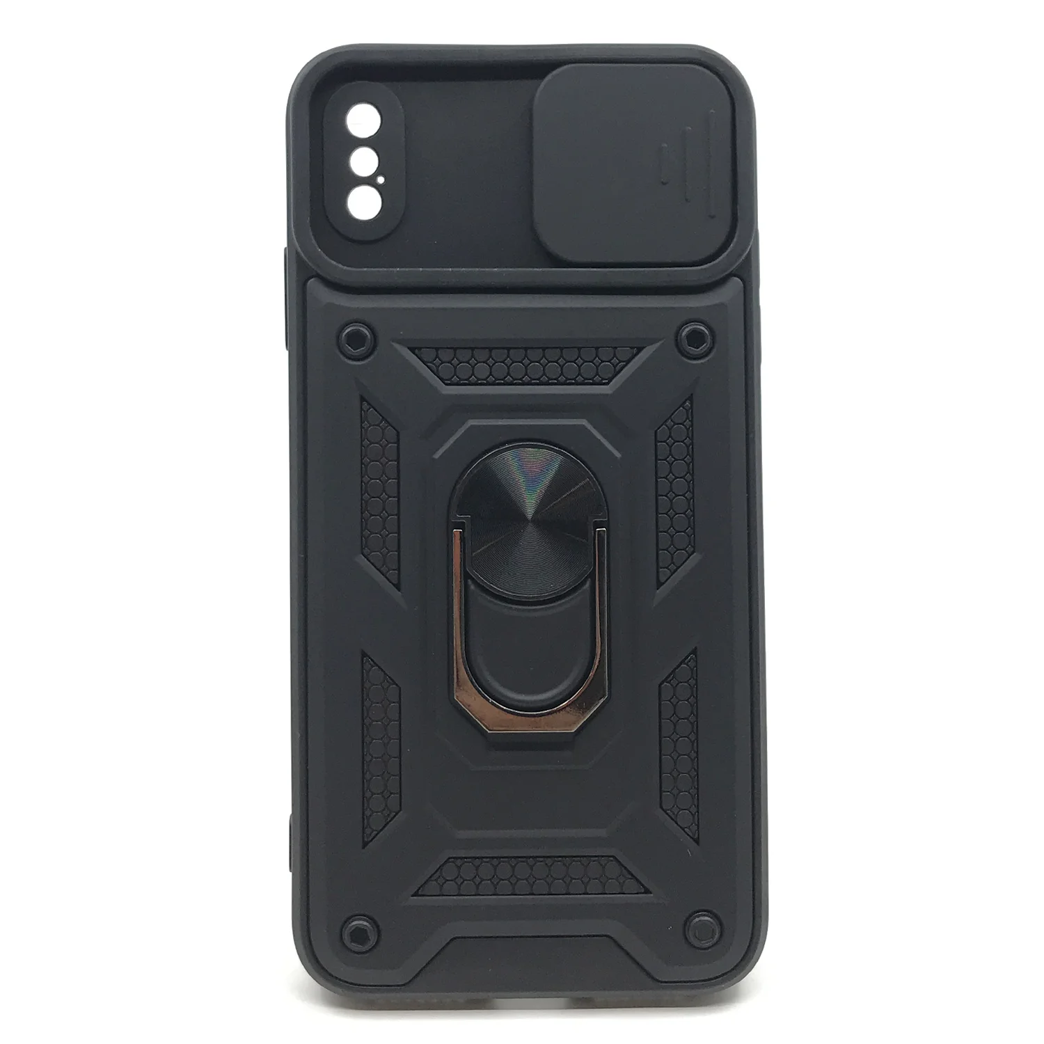 Nettech Apple iPhone XS Max Uyumlu Kızaklı Panzer Seri Arka Koruma Kılıf (Siyah) NT-86168