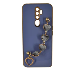 Nettech Oppo A5 2020 Uyumlu Lüx Kalp Zincir Arka Koruma Kılıf (Lila) NT-94846