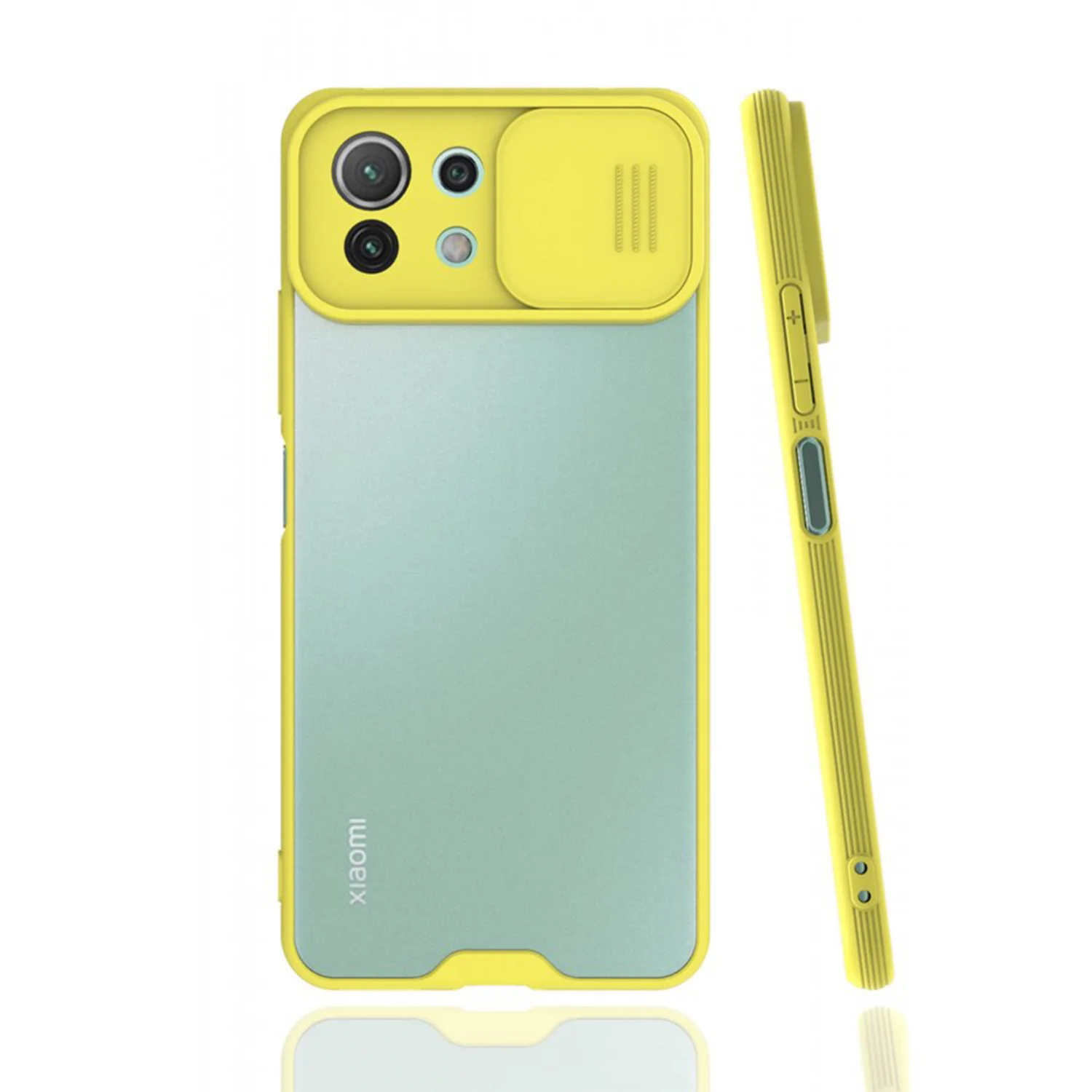 Nettech Xiaomi Mi 11 Lite Uyumlu Platin Kamera Kızaklı Arka Koruma Kılıf (Sarı) NT-86856