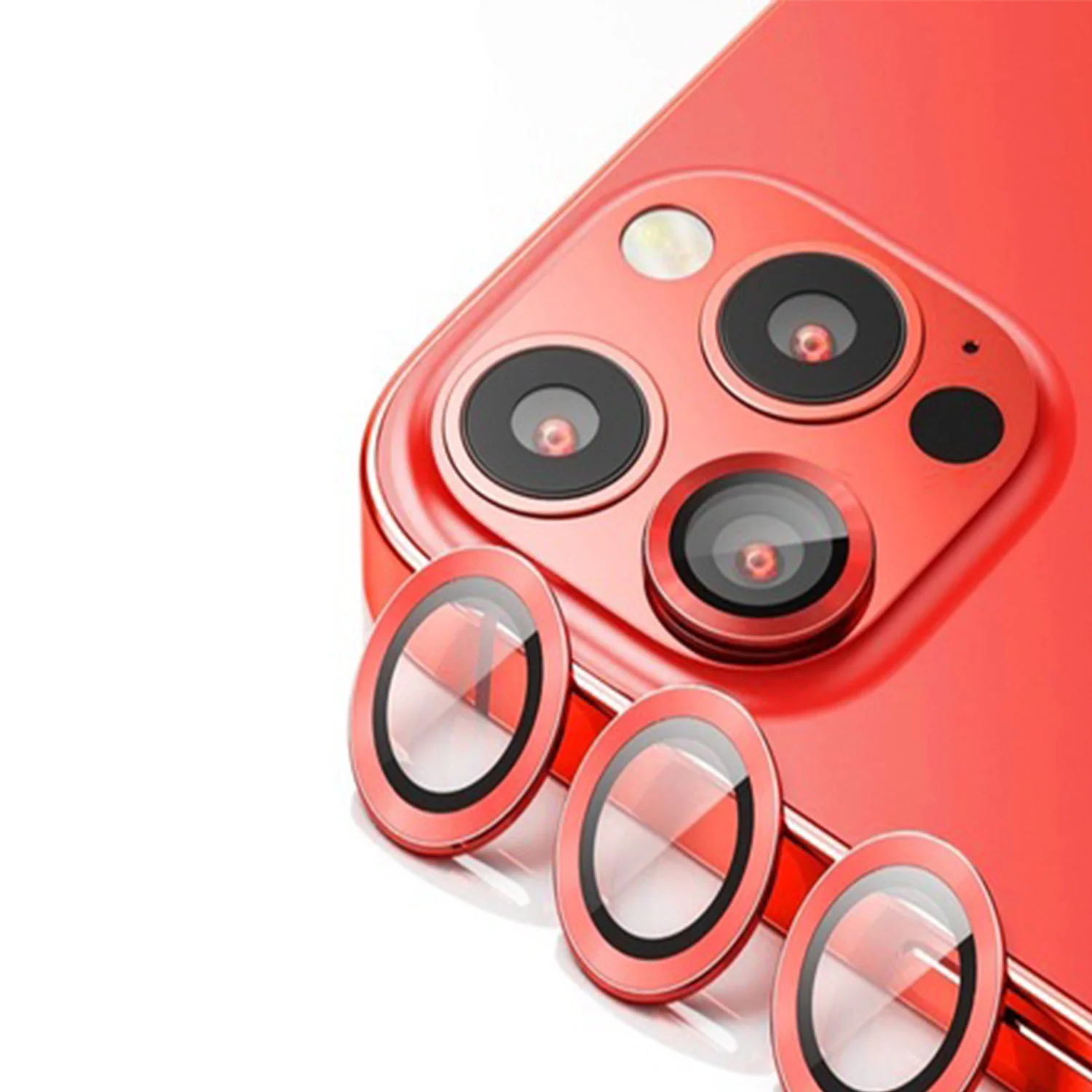 Nettech Apple iPhone 13 Pro Uyumlu Alüminyum Seri Kamera Cam Koruyucu (Kırmızı) NT-103526