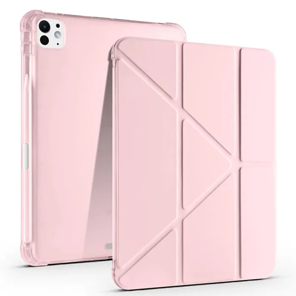 Apple iPad Pro 11 2024 Kılıf Zore Tri Folding Kalem Bölmeli Standlı Kılıf - Rose Gold - 1