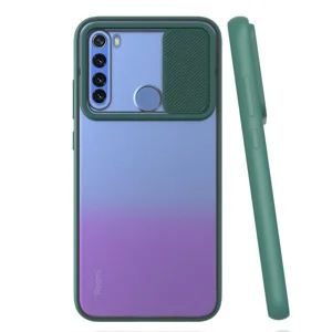 Nettech Xiaomi Redmi Note 8 Uyumlu Buzlu Kızaklı Kamera Korumalı Arka Koruma Kılıf (Yeşil) NT-83770