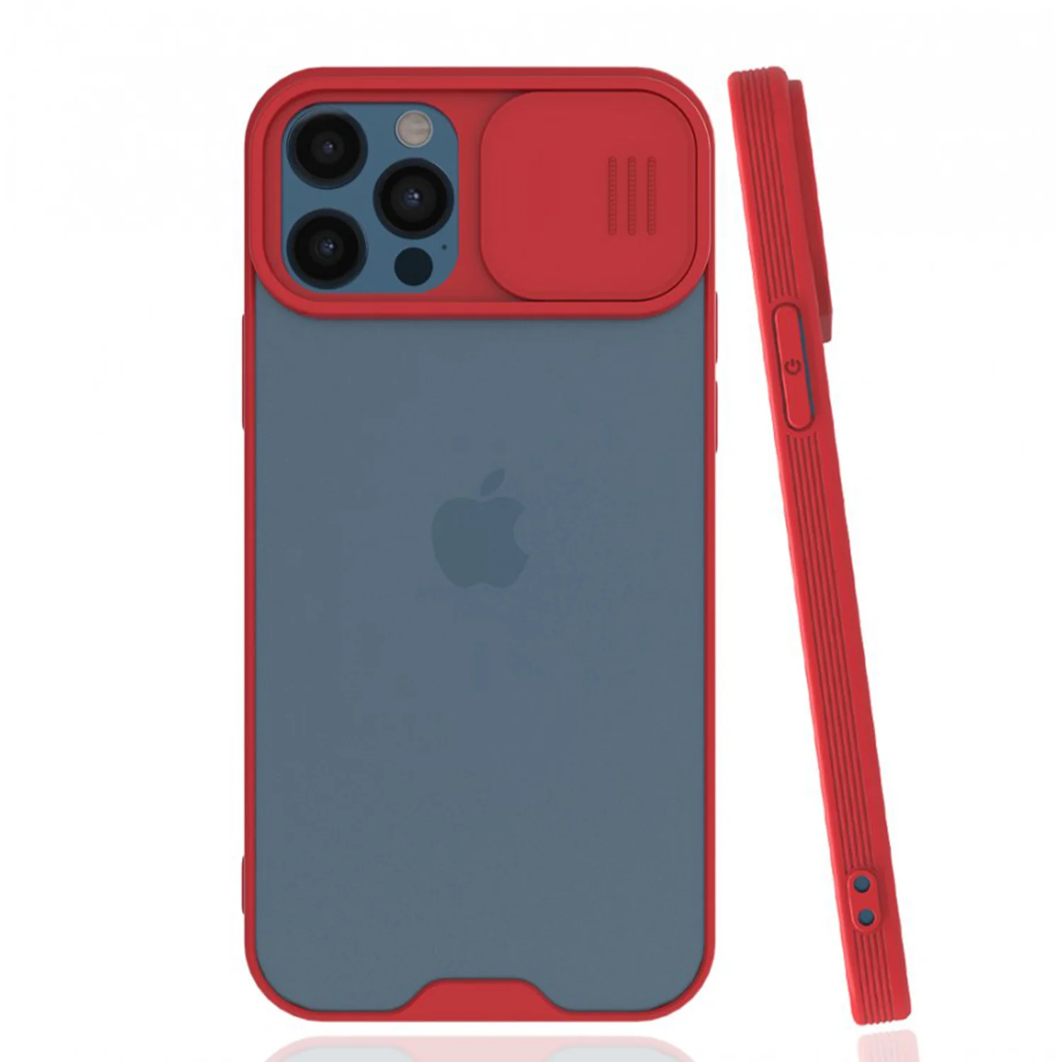 Nettech Apple iPhone 12 Pro Uyumlu Platin Kamera Kızaklı Arka Koruma Kılıf (Kırmızı) NT-85912