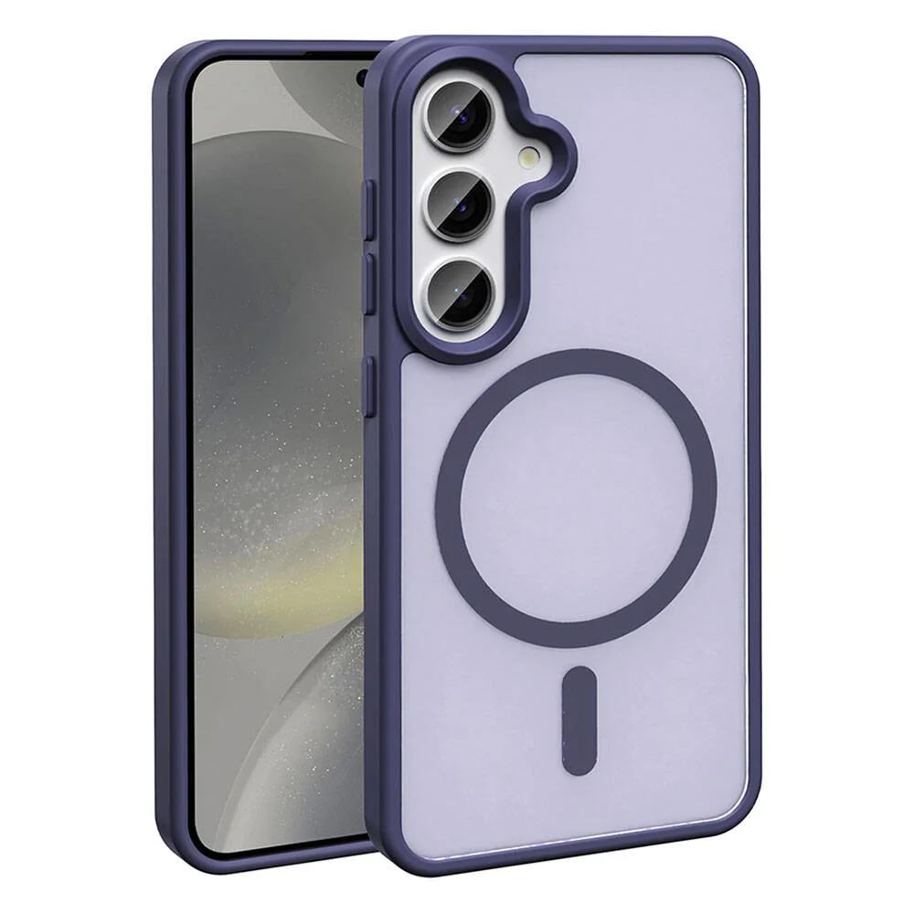 Galaxy S24 Plus Kılıf Magsafe Şarj Özellikli Mat Arka Yüzey Zore Sio Kapak - Koyu Mor