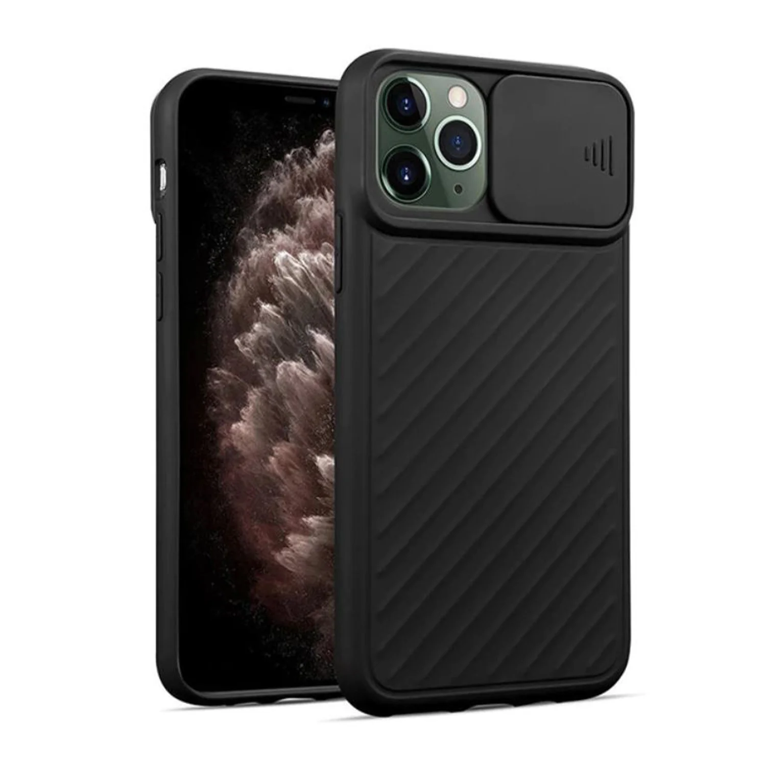 Nettech Apple iPhone 11 Pro Uyumlu Kızaklı Kamera Korumalı Arka Koruma Kılıf (Siyah) NT-82149