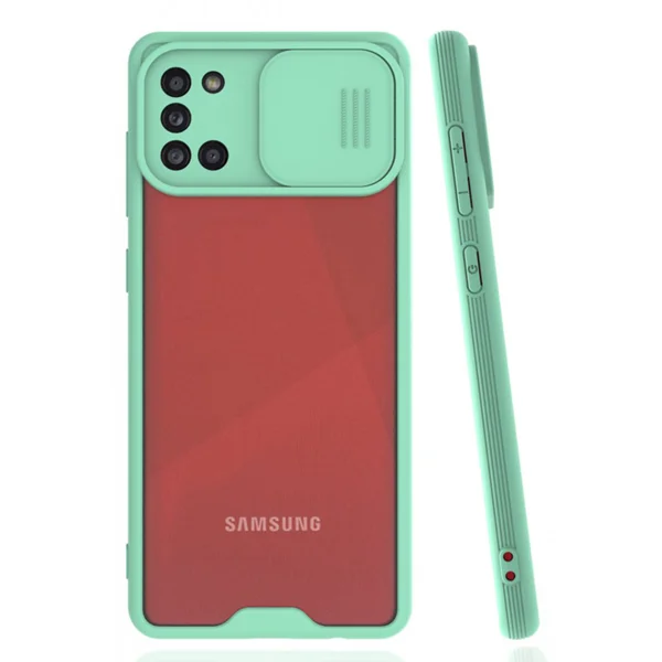 Nettech Samsung Galaxy A31 Uyumlu Platin Kamera Kızaklı Arka Koruma Kılıf (Su Yeşili) NT-86677 - 1