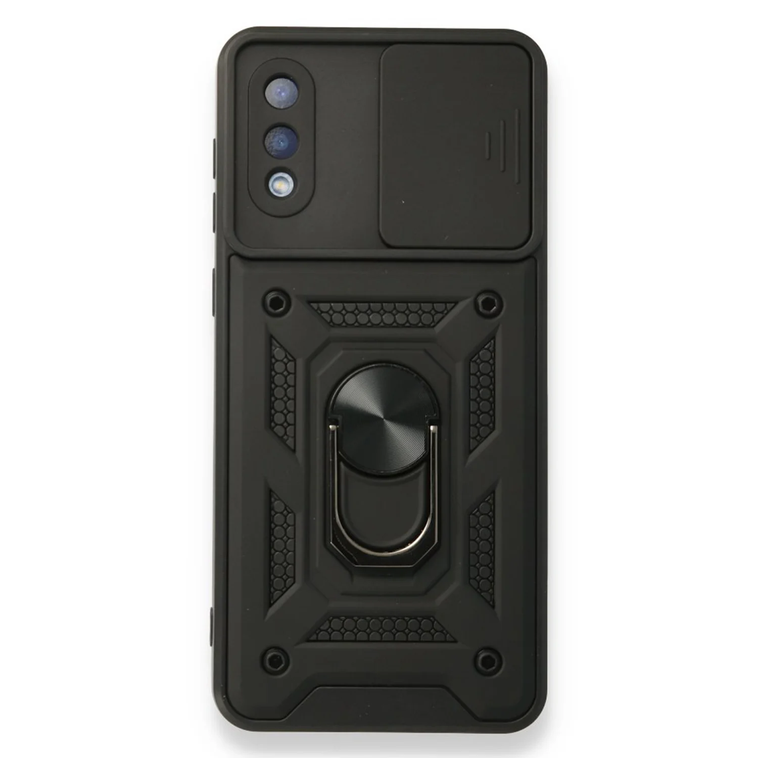 Nettech Samsung Galaxy A02 Uyumlu Kızaklı Panzer Seri Arka Koruma Kılıf (Siyah) NT-85969