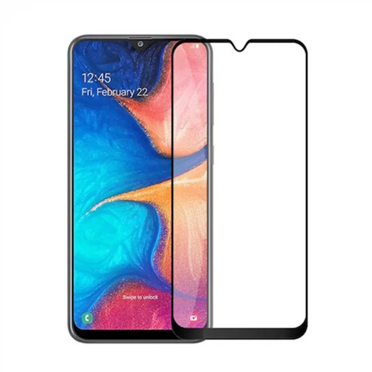 Nettech Samsung Galaxy A20S Uyumlu 5D Glas Full Cam Koruyucu (Siyah) VR-19700