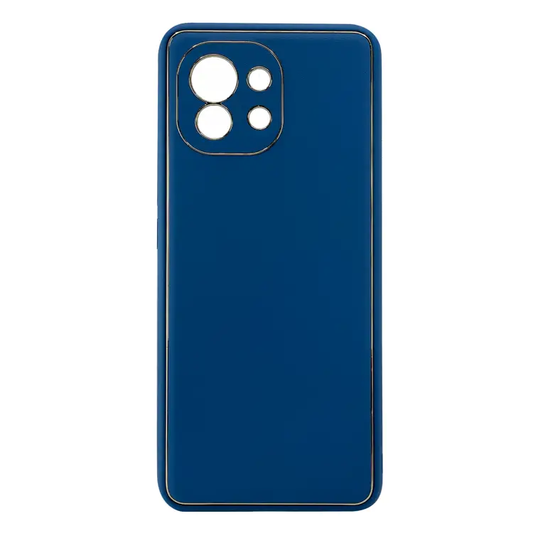 Nettech Xiaomi Mi 11 Uyumlu Coco Leather Seri Arka Koruma Kılıf (Lacivert) NT-99678