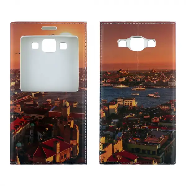 Nettech Samsung Galaxy A700 A7 2015 Uyumlu Pencereli Kapaklı Kılıf (Desenli/Resimli) NT-3535