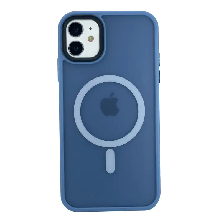 Nettech Apple iPhone 11 Uyumlu Mat Renkli MagSafe Arka Koruma Kılıf (Mavi) NT-101306