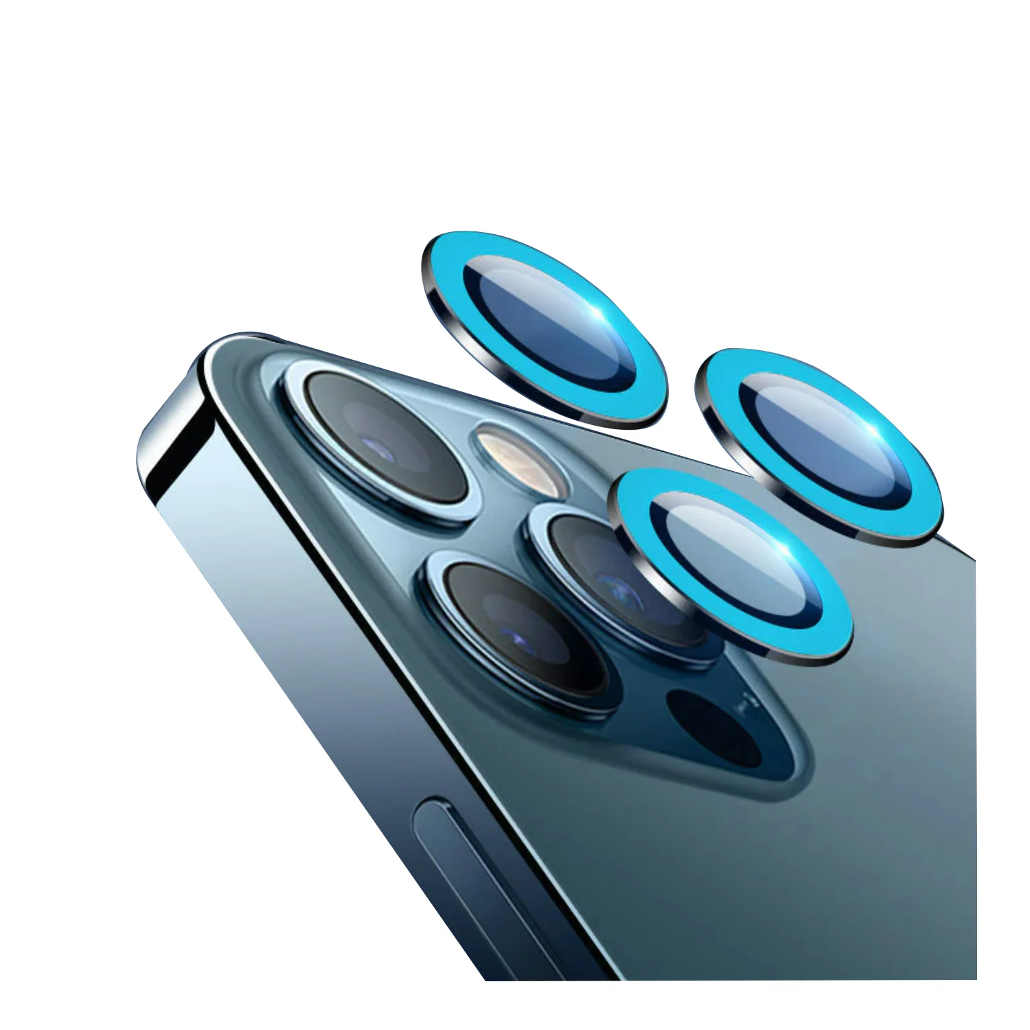Nettech Apple iPhone 12 Pro Max Uyumlu FosFor Seri Kamera Cam Koruyucu (Mavi) NT-95775