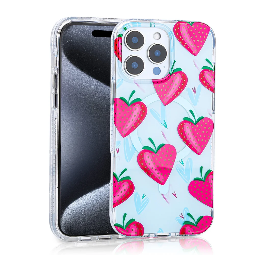 Apple iPhone 16 Pro Max Kılıf Magsafe Şarj Özellikli Zore Stilo Kapak - Pembe-Mavi