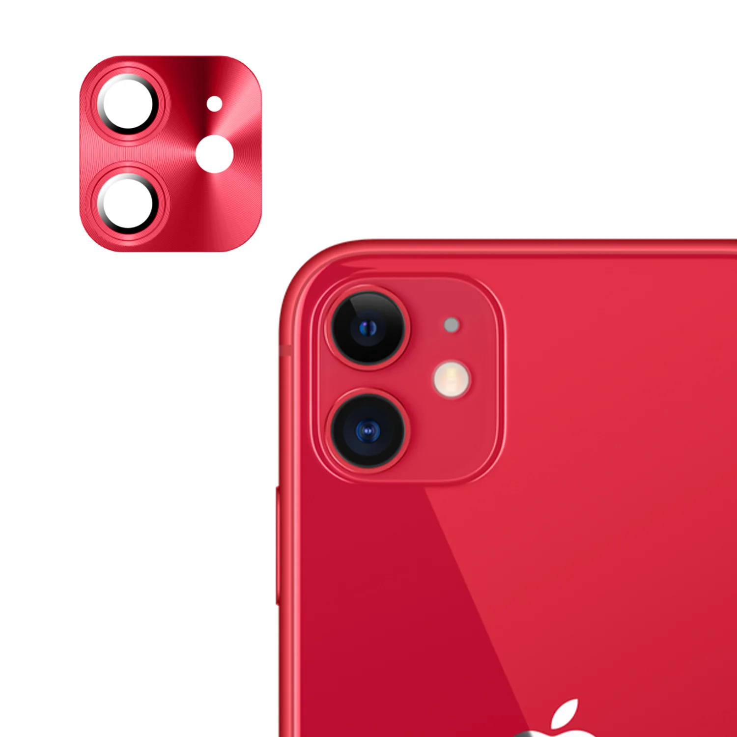 Nettech Apple iPhone 12 Uyumlu Metalik Seri Kamera Cam Koruyucu (Kırmızı) NT-90371