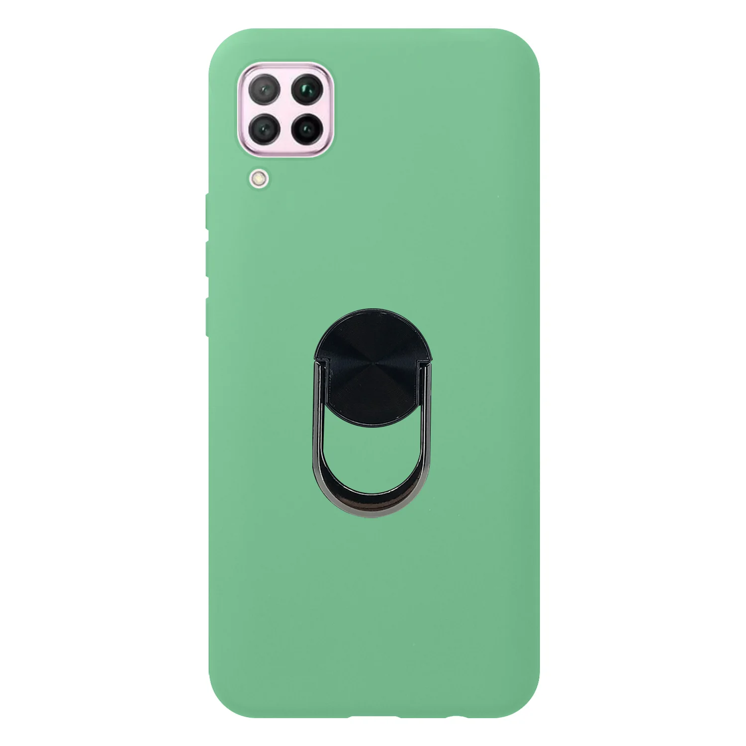 Nettech Huawei P40 Lite Uyumlu Leather Ring Nano Arka Koruma Kılıf (Yeşil) NT-83087
