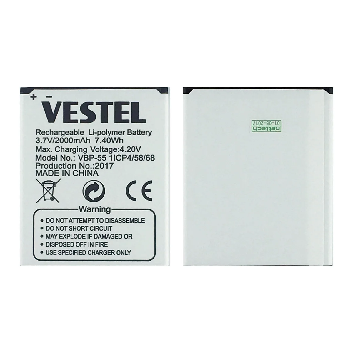 Teknonet Vestel Venüs 5.5X Uyumlu Vestel VBP-55 2000 MAh Batarya NT-17714