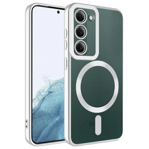 Galaxy S23 Kılıf Magsafe Wireless Şarj Özellikli Zore Setro Silikon - Gümüş
