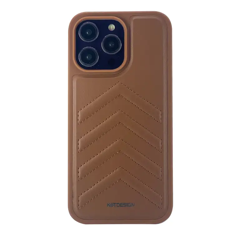 Nettech Apple iPhone 13 Pro Max Uyumlu Lynko Co Deri Seri Arka Koruma Kılıf (Kahverengi) NT-101712