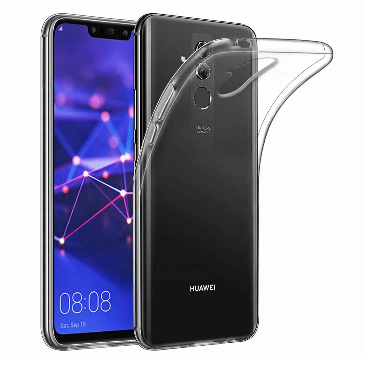 Nettech Huawei Mate 20 Lite Uyumlu Lüx Seri Arka Koruma Kılıf (Şeffaf) VR-12519