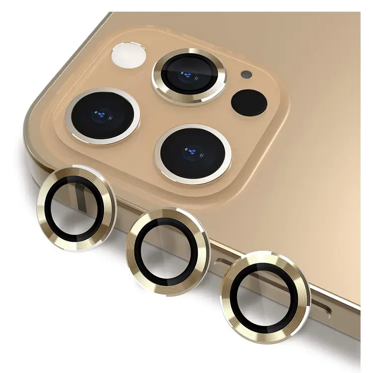 Nettech Apple iPhone 12 Pro Max Uyumlu Damla Model 3in Kamera Cam Koruyucu (Gold) NT-90090