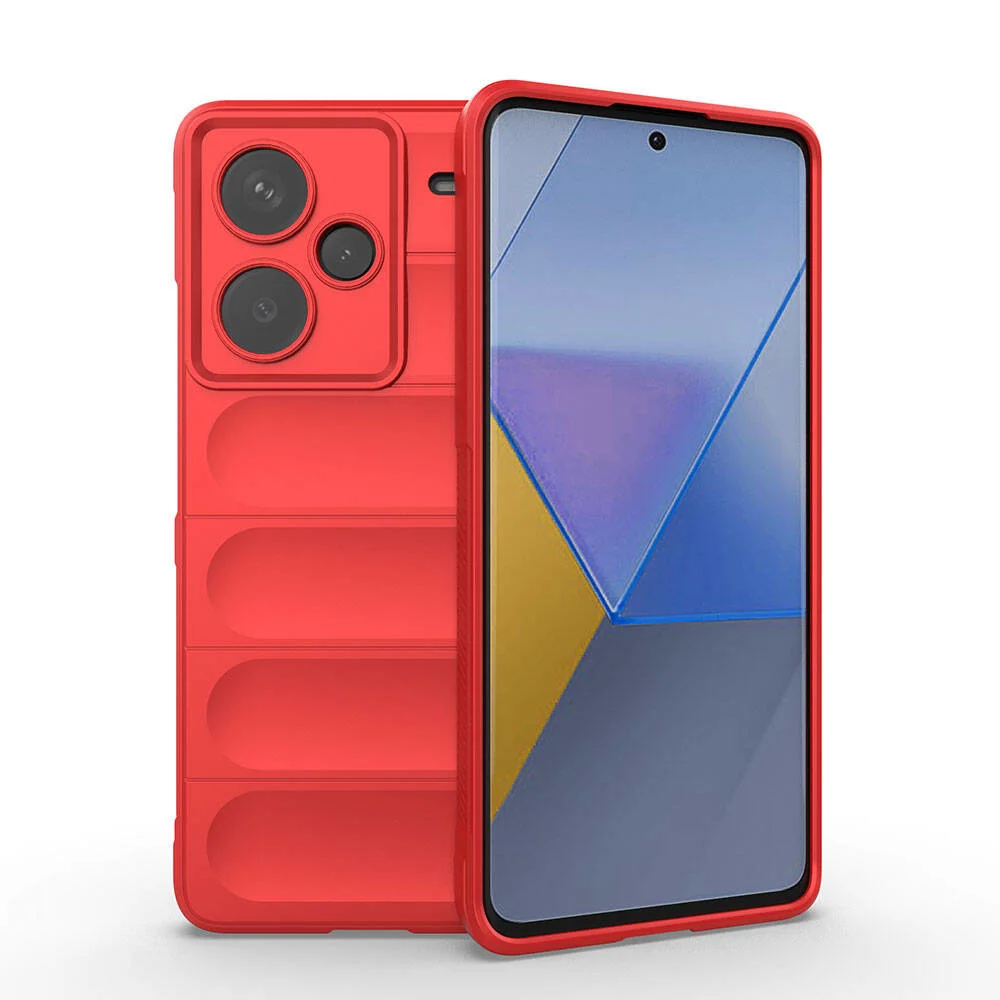 Xiaomi Redmi Note 13 Pro Plus 5G Kılıf Esnek TPU Oyuklu Arka Yüzey Tasarımlı Zore Etnik Silikon Kapak - Kırmızı