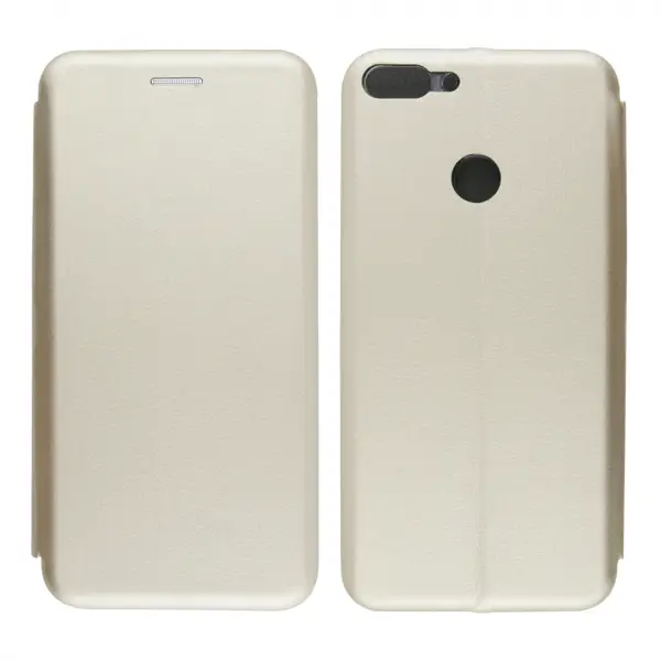 Nettech Huawei P Smart Uyumlu Lüx Seri Kapaklı Kılıf (Gold) VR-18227