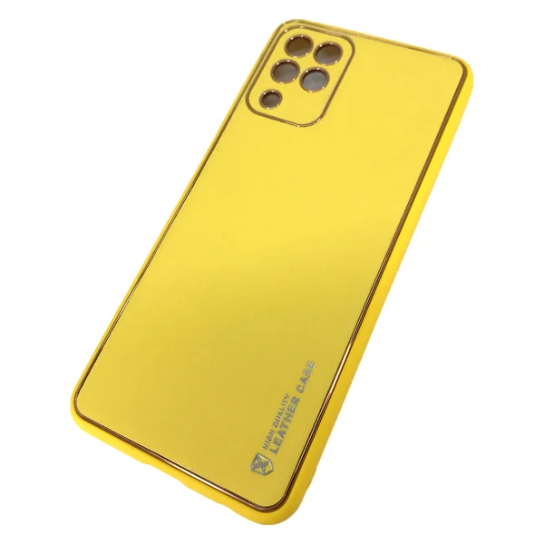 Nettech Samsung Galaxy A22 4G Uyumlu Coco Leather Seri Arka Koruma Kılıf (Sarı) NT-90513 - 2