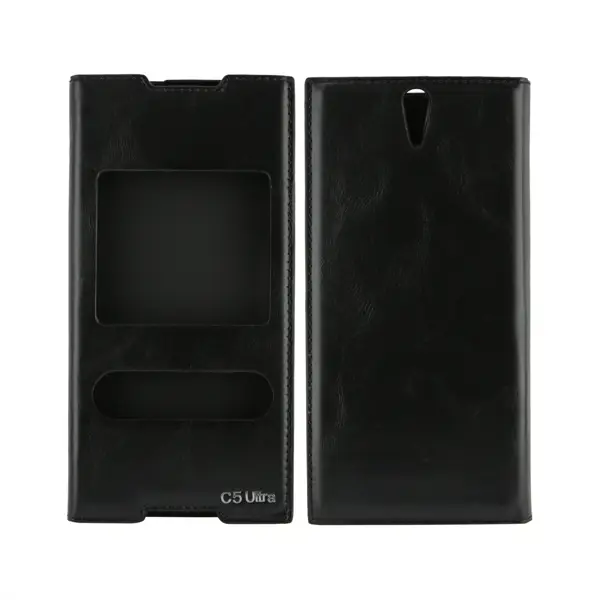 Nettech Sony Xperia C5 Ultra Uyumlu Pencereli Kapaklı Kılıf (Siyah) VR-1044