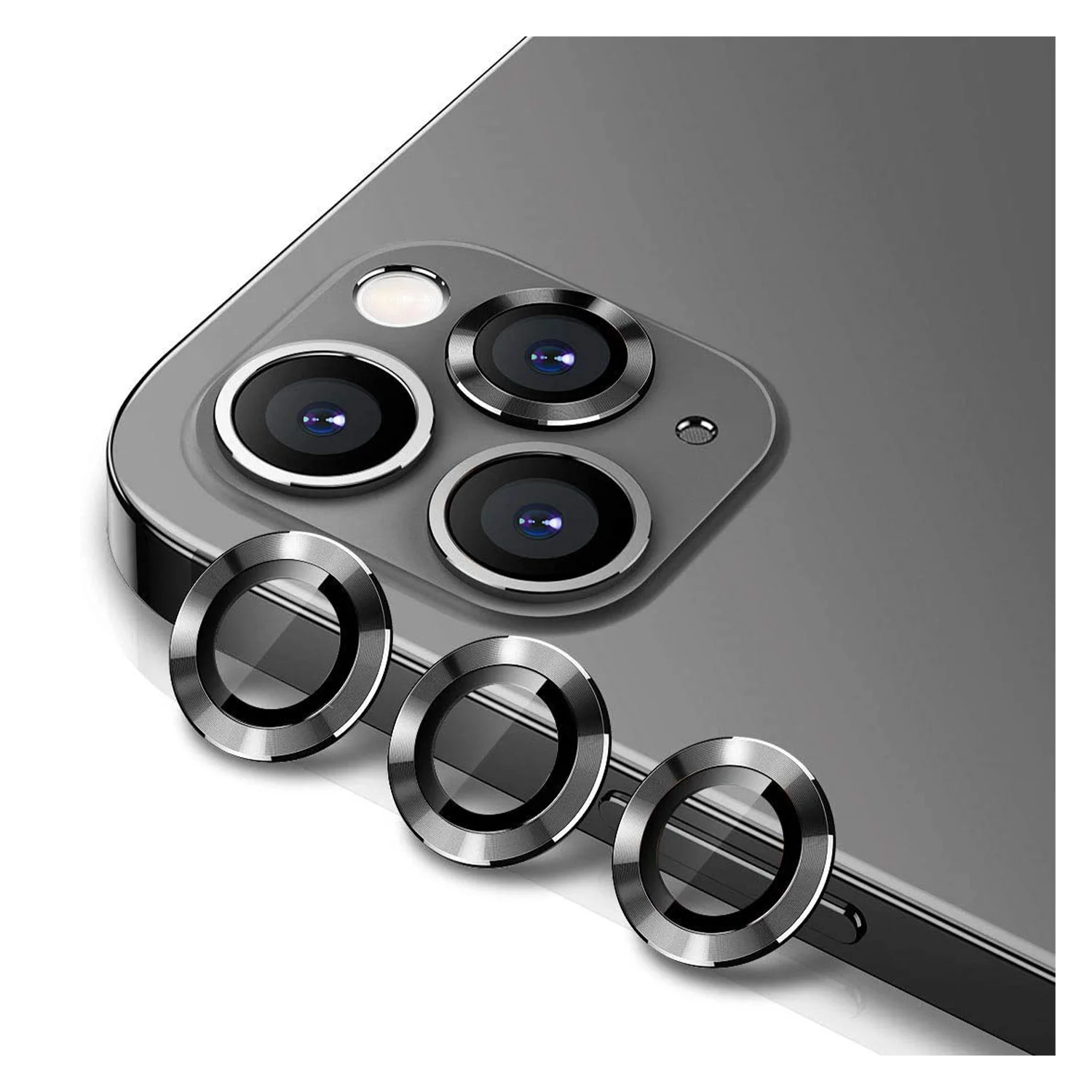 Nettech Apple iPhone 12 Pro Max Uyumlu Damla Model 3in Kamera Cam Koruyucu (Siyah) NT-90089