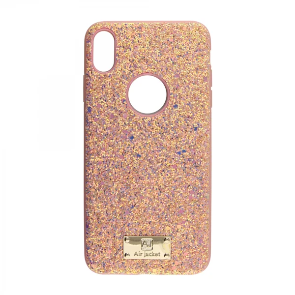 Air Jacket Apple iPhone XS Max Uyumlu Simli Arka Koruma Kılıf (Pembe) VR-17823