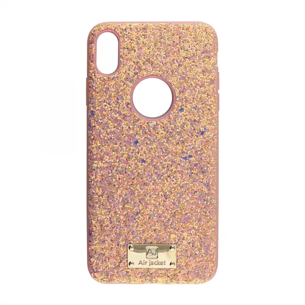 Air Jacket Apple iPhone XS Max Uyumlu Simli Arka Koruma Kılıf (Pembe) VR-17823