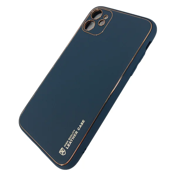 Nettech Apple iPhone 11 Uyumlu Coco Leather Seri Arka Koruma Kılıf (Lacivert) NT-84712 - 2
