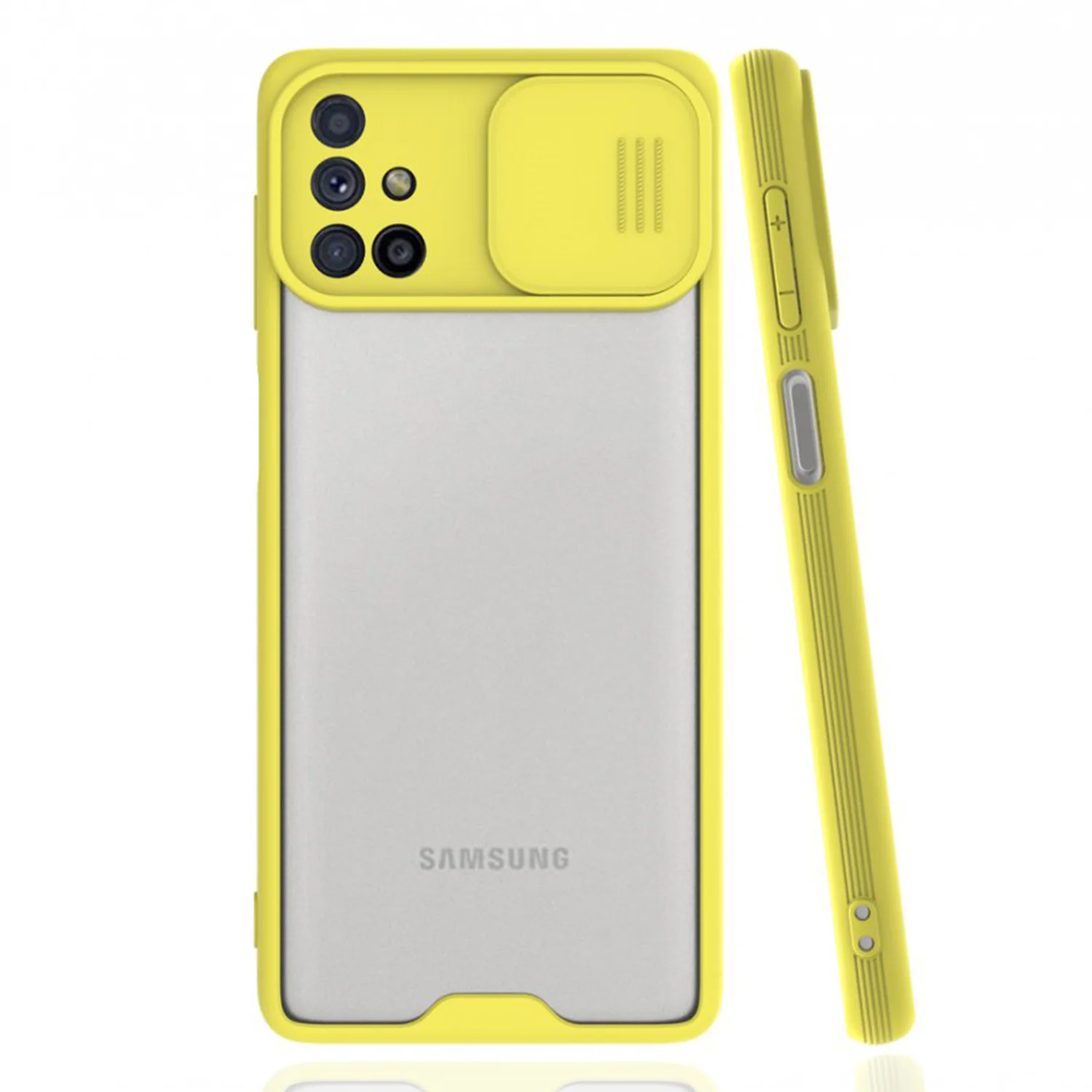 Nettech Samsung Galaxy M51 Uyumlu Platin Kamera Kızaklı Arka Koruma Kılıf (Sarı) NT-86699