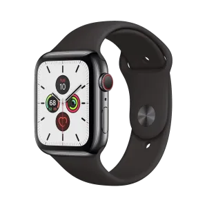 Apple Watch Series 5 - Paslanmaz Çelik - 44mm - Cellular - Gece yarısı