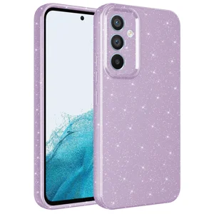 Galaxy A34 Kılıf Kamera Korumalı Simli Lüks Zore Koton Kapak - Lila
