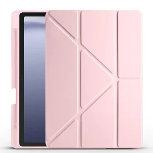 Galaxy Tab A9 Kılıf Zore Tri Folding Kalem Bölmeli Standlı Kılıf - Rose Gold