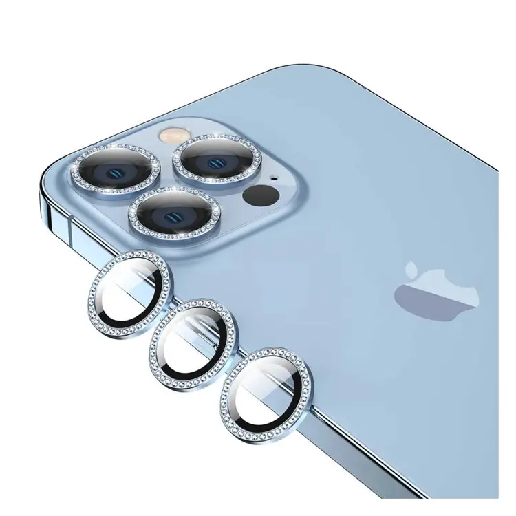 Nettech Apple iPhone 14 Pro Max Uyumlu Diamond Taşlı Model Kamera Cam Koruyucu (Mavi) NT-98361