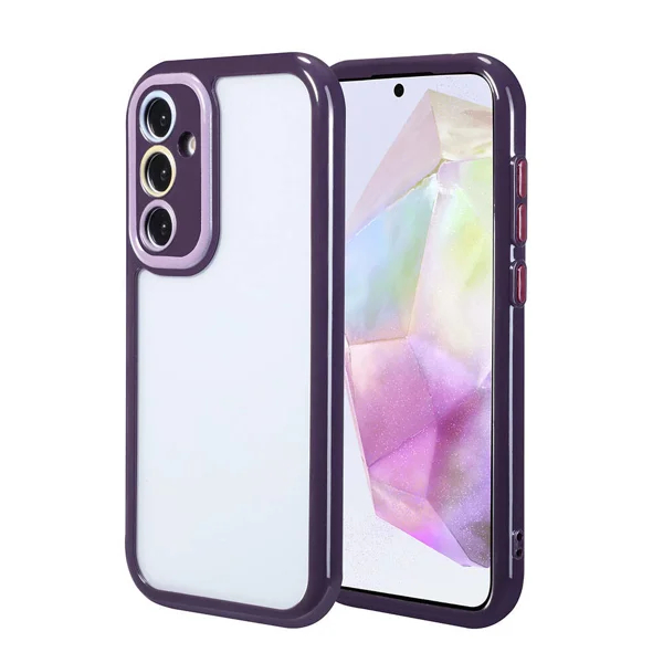 Galaxy A35 Kılıf Kamera Korumalı Renkli Kenar ve Çerçeve Tasarımlı Zore Vitamin Kapak - Derin Mor - 1