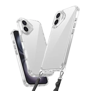 Apple iPhone 16 Kılıf Airbagli Takılabilir Askı Aparatlı Zore Snap Silikon Kapak - Şeffaf