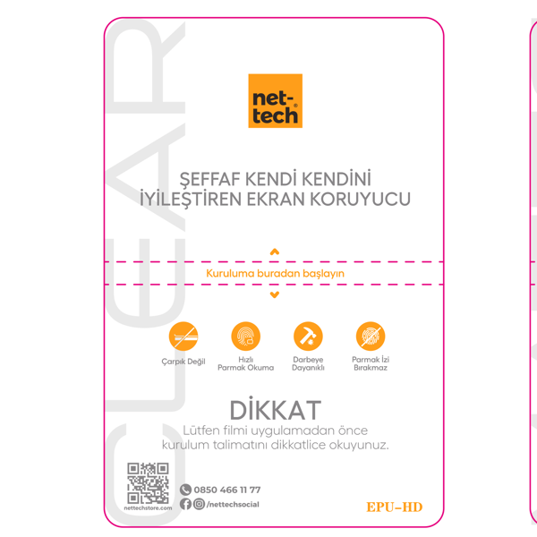 Nettech Uyumlu Ön Koruma Telefon Mat Kesme Nano Ekran Koruyucu (Şeffaf) NT-85101