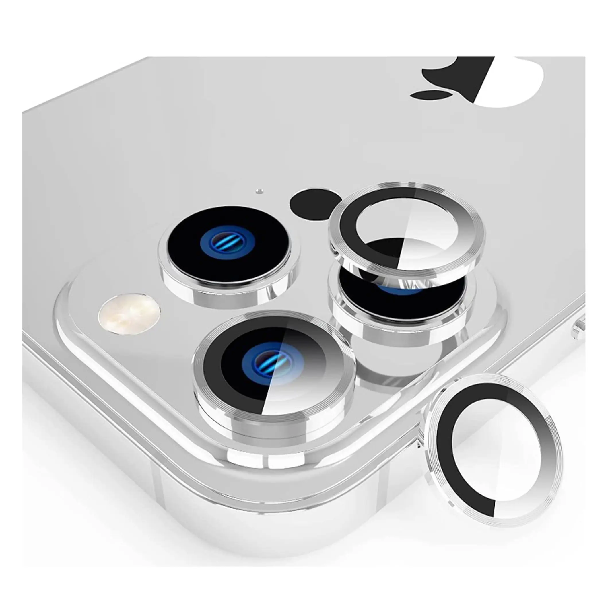 Nettech Apple iPhone 15 Pro Uyumlu Alüminyum Seri Kamera Cam Koruyucu (Gümüş) NT-103747