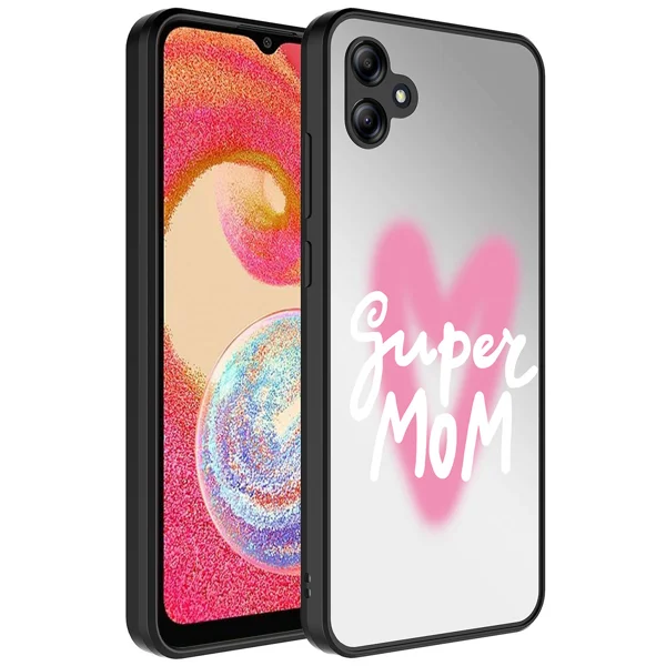 Galaxy A04E Kılıf Aynalı Desenli Kamera Korumalı Parlak Zore Mirror Kapak - Süper Anne - 1