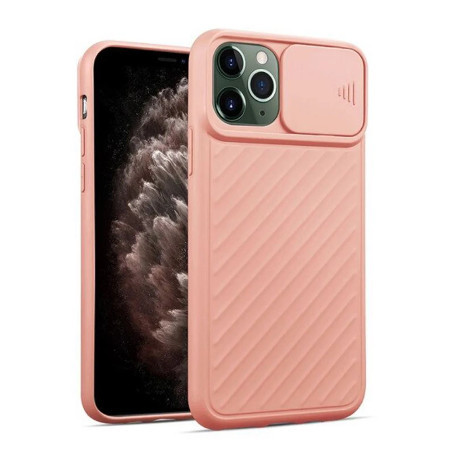 Nettech Apple iPhone 11 Pro Uyumlu Kızaklı Kamera Korumalı Arka Koruma Kılıf (Pembe) NT-82150