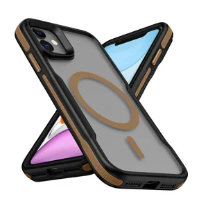 Apple iPhone 12 Kılıf Magsafe Şarj Özellikli Renkli Kenar Airbag Şeritli Zore Lamer Kapak - Titanyum-Gold